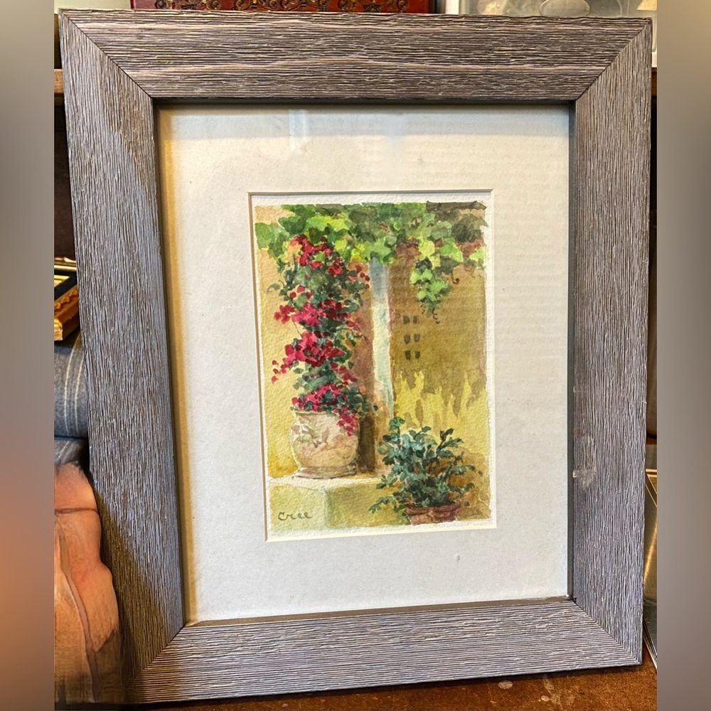 Watercolor Painting Bougainvillea Flowers Napa California Wine Country Tuscany